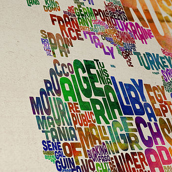 Typography World Map Art Print, 5 of 5