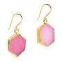 Hex Gem Earrings Pink Druzy And Gold, thumbnail 1 of 2