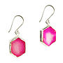 Hex Gem Earrings Pink Druzy And Silver, thumbnail 1 of 2