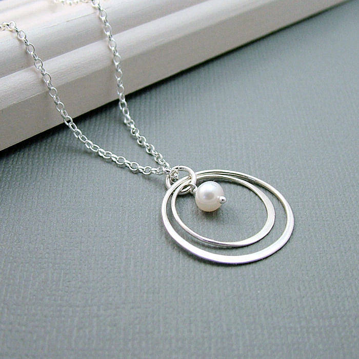 Silver Double Eternity Circle Necklace, 1 of 5