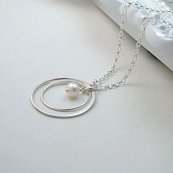 Silver Double Eternity Circle Necklace, 2 of 5