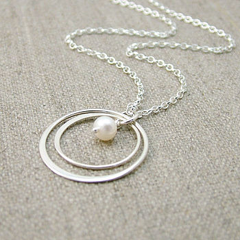 Silver Double Eternity Circle Necklace, 3 of 5