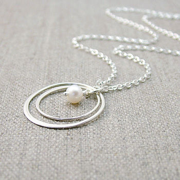 Silver Double Eternity Circle Necklace, 4 of 5