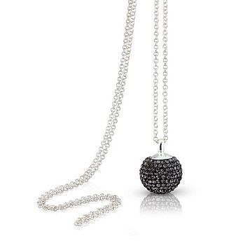 Sterling Silver Crystal Disco Ball Long Necklace, 3 of 12