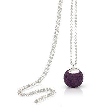 Sterling Silver Crystal Disco Ball Long Necklace, 12 of 12