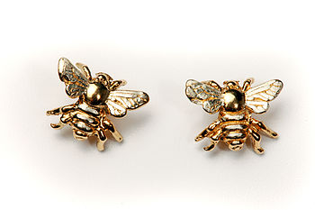 Bee Earrings In Silver With 18ct Gold Vermeil, 2 of 2