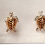 Turtle Cufflinks In Silver And Gold, thumbnail 1 of 2