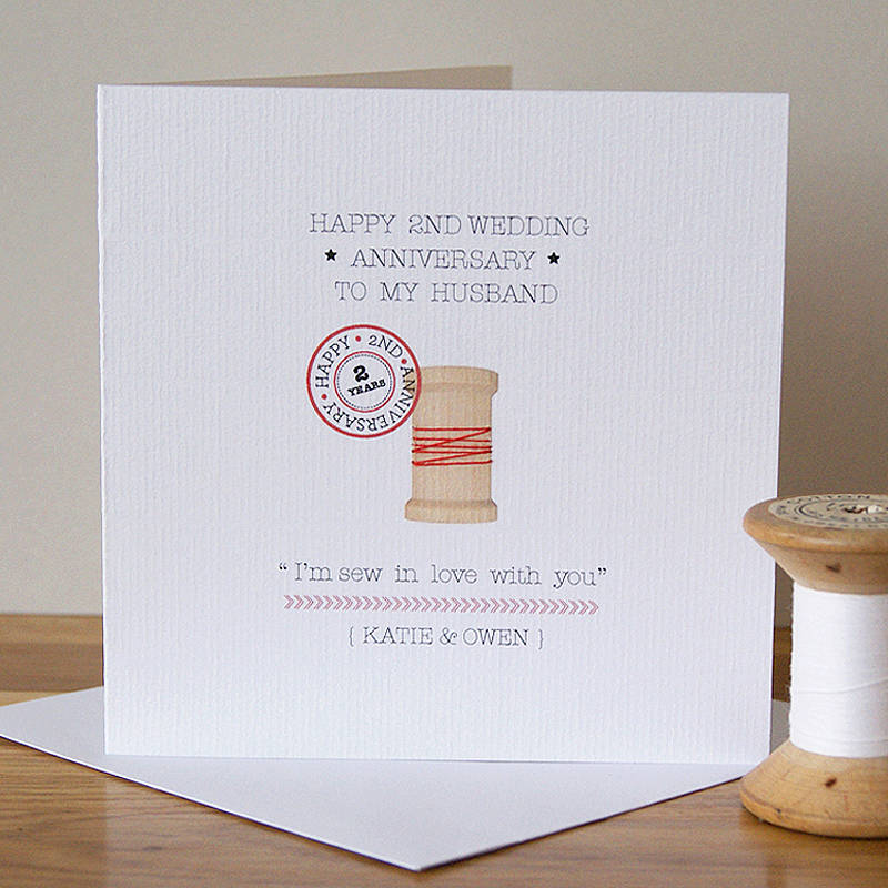 personalised second anniversary card by button box cards ...