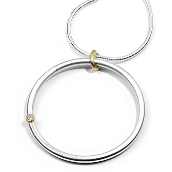 Silver And Gold Diamond Circle Pendant, 2 of 3