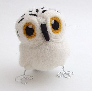 Needle Felted Snowy Owl Ornament, 4 of 10