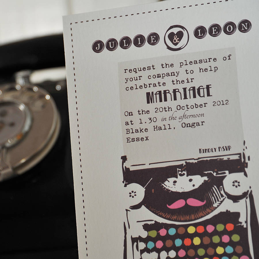 vintage typewriter wedding invitation by papergrace