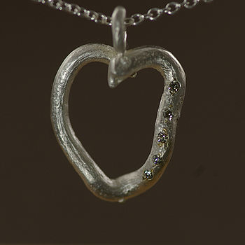 Silver Heart Pendant With Five Diamonds, 2 of 2
