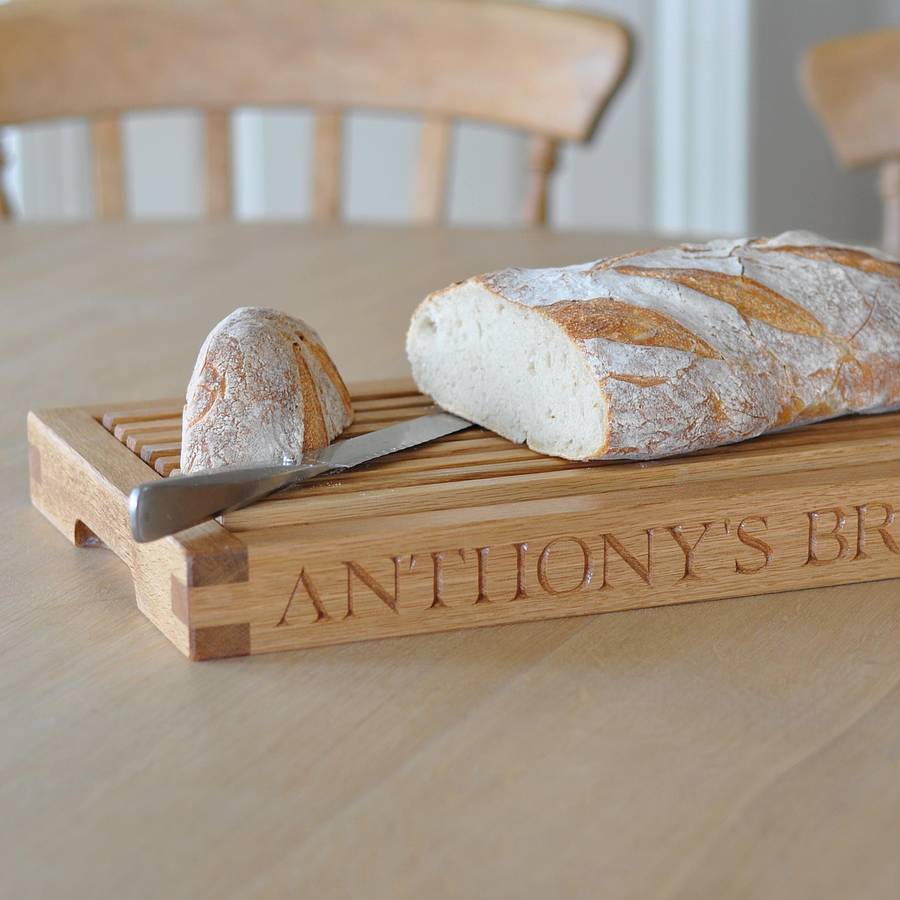 Personalised Oak Slatted Bread Board By The Oak & Rope Company