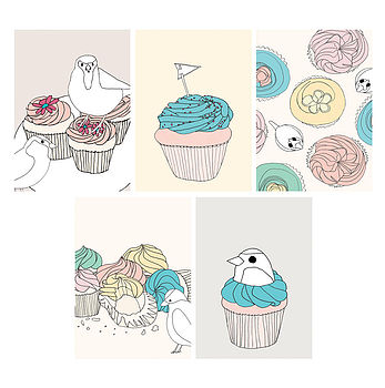 Set Of Five Bird And Cupcake Gift Tags, 2 of 3