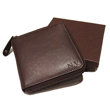 Personalised Zipped Leather Wallet With Coin Pocket, 9 of 11