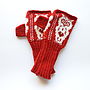Valentine Owl Knitted Fingerless Gloves, thumbnail 2 of 6