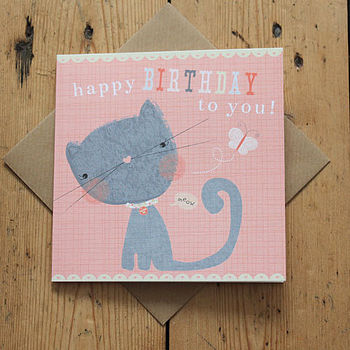 Child's Kitty Birthday Card By Magic + Monroe | notonthehighstreet.com