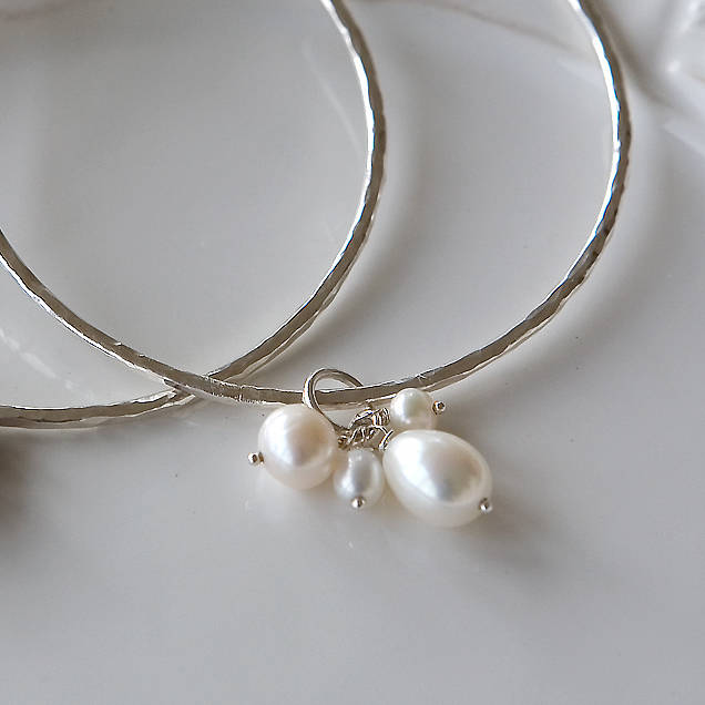 Silver Bangle With Freshwater Pearls By Samphire Jewellery ...