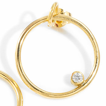 Gold Hoop Diamond Earrings, 2 of 3