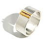 Silver And Gold Double Bar Wide Band Ring, thumbnail 1 of 3