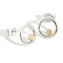 Silver Circle Earrings With Gold Detail, thumbnail 1 of 3