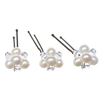 Set Of Pearl Blossom Wedding Hair Pins, 2 of 7