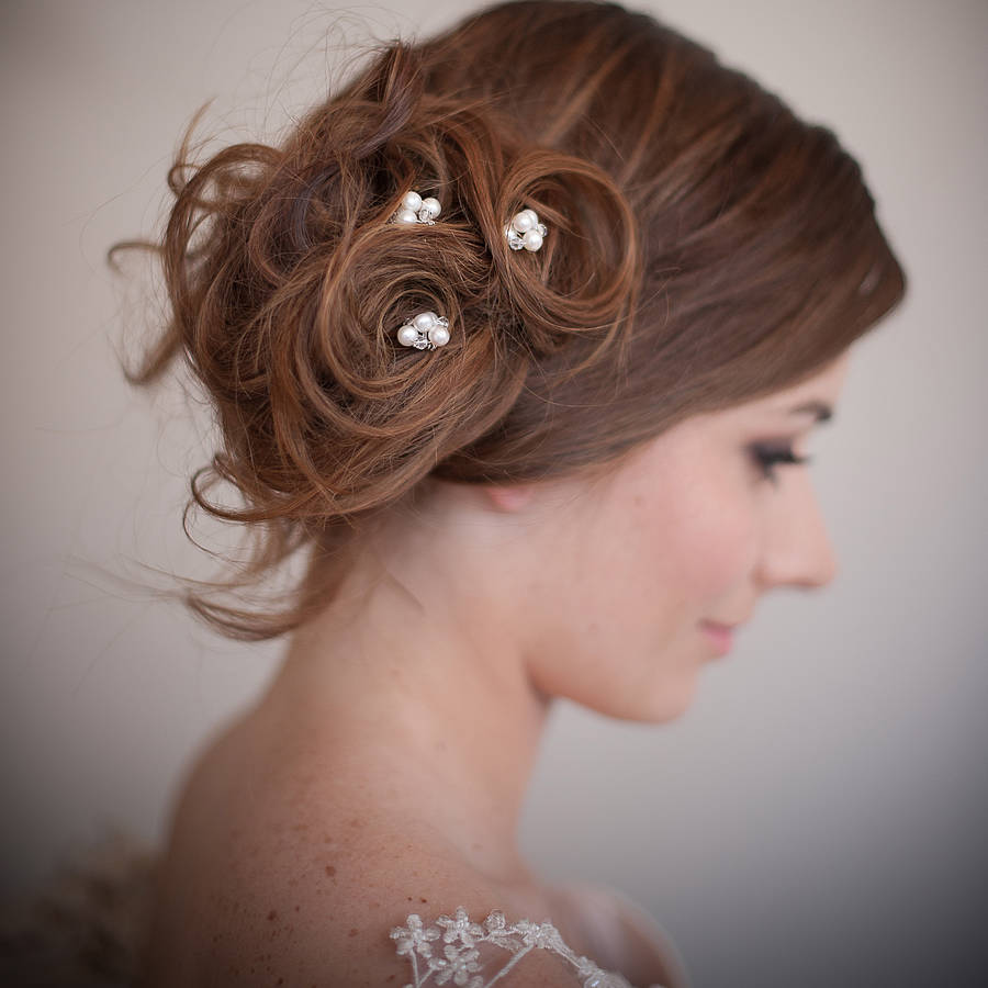 set of pearl blossom wedding hair pins