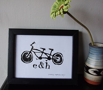 Personalised Tandem Bike Handmade Print, 4 of 7