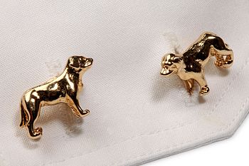 Labrador Cufflinks In 18ct Gold On Silver, 2 of 4