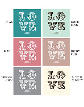 'Love' Personalised Wedding/Anniversary Print, 5 of 6