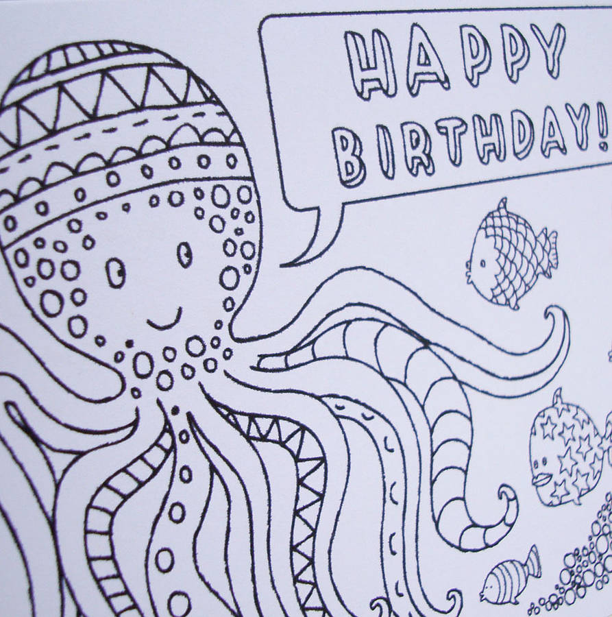 octopus colouring in birthday card by nic farrell illustration ...