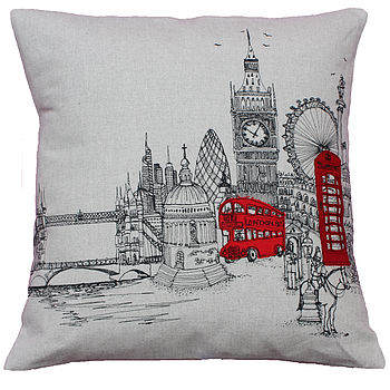 London Landmarks Printed Stitch Cushion Cover, 2 of 4