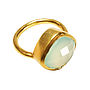 Square Aqua Chalcedony And Gold Ring, thumbnail 1 of 3