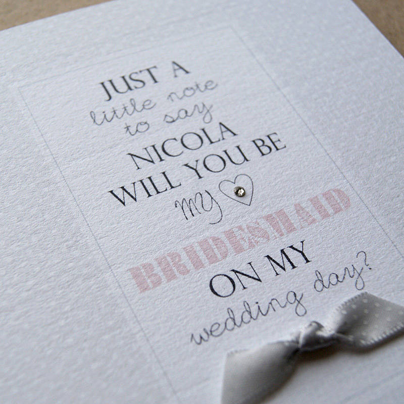 Personalised will You Be My Bridesmaid Card By Button Box Cards Notonthehighstreet