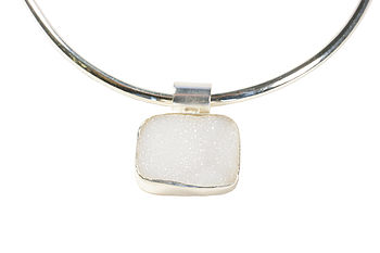 Silver And White Druzy Necklace, 2 of 3