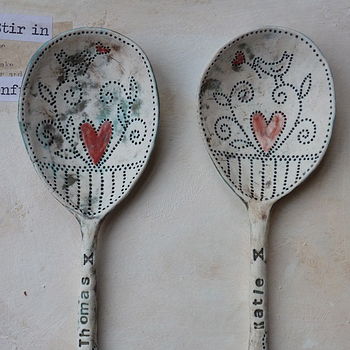Framed Set Of Five Handmade Ceramic Spoons, 2 of 3