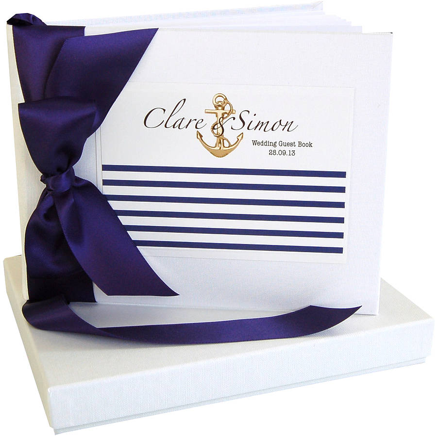 Nautical Stripe Wedding Guest Book By The Luxe Co | notonthehighstreet.com