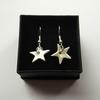 Handmade Porcelain Star Dangle Earrings, 3 of 4