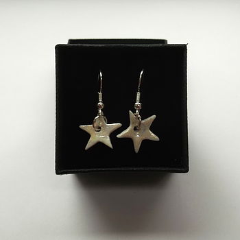 Handmade Porcelain Star Dangle Earrings, 4 of 4
