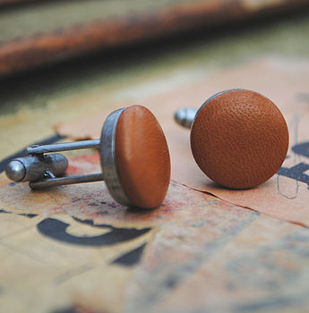 Vintage Style Leather Cufflinks, 8 of 12