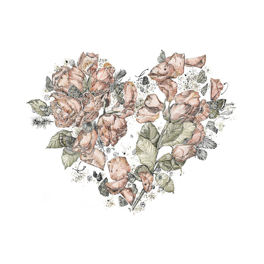 floral heart limited edition fine art print by the aviary ...