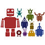 Multicoloured Robots Wall Sticker Set, thumbnail 1 of 1
