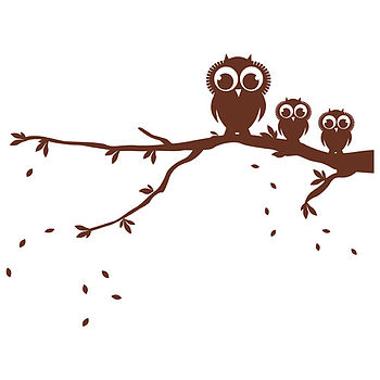 Owls On A Branch Wall Sticker, 2 of 3