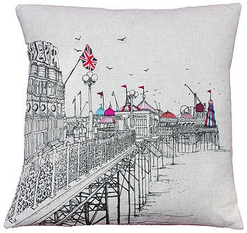 The Pier Printed Stitch Cushion Cover, 2 of 4