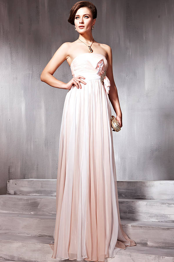 blush evening dress with bow by elliot claire london ...