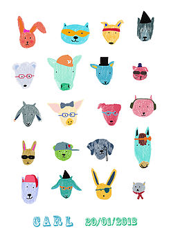 Personalised Baby Animal Print By Hanna Melin | notonthehighstreet.com