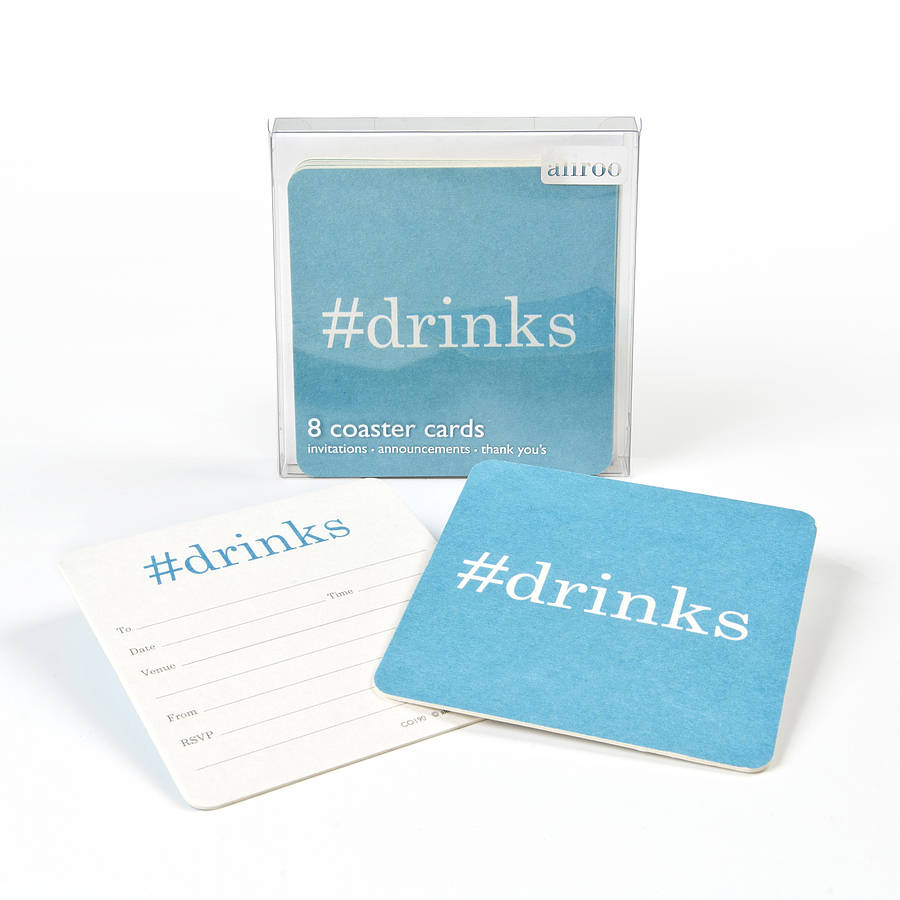 Hashtag Drinks Coaster Invitations, 1 of 3