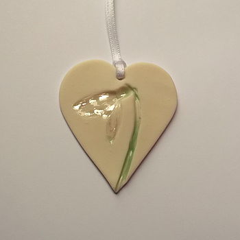 Handmade Hanging Heart Decoration With Snowdrops, 2 of 6