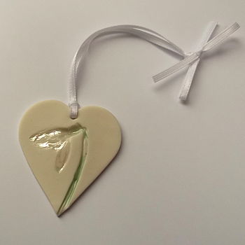 Handmade Hanging Heart Decoration With Snowdrops, 4 of 6