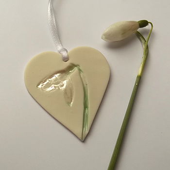 Handmade Hanging Heart Decoration With Snowdrops, 3 of 6